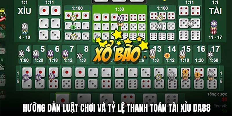 Giao diện đặt cược tài xỉu sảnh rồng DA88